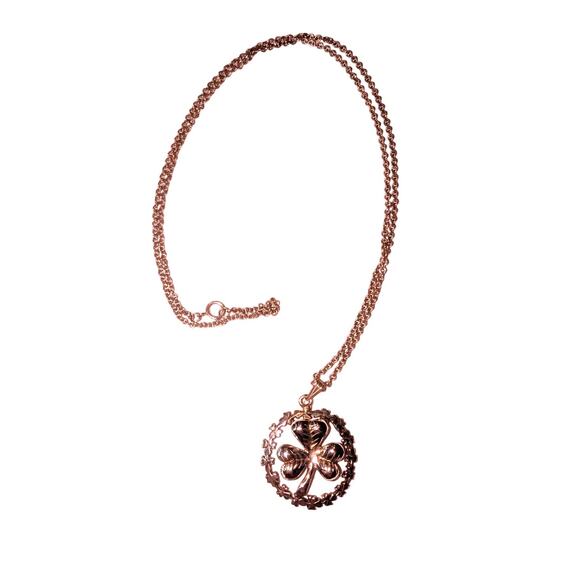 Vtg 925 Sterling Silver Stamped Irish Lucky Clover Round Pendant on 18 in. Chain - Picture 1 of 8